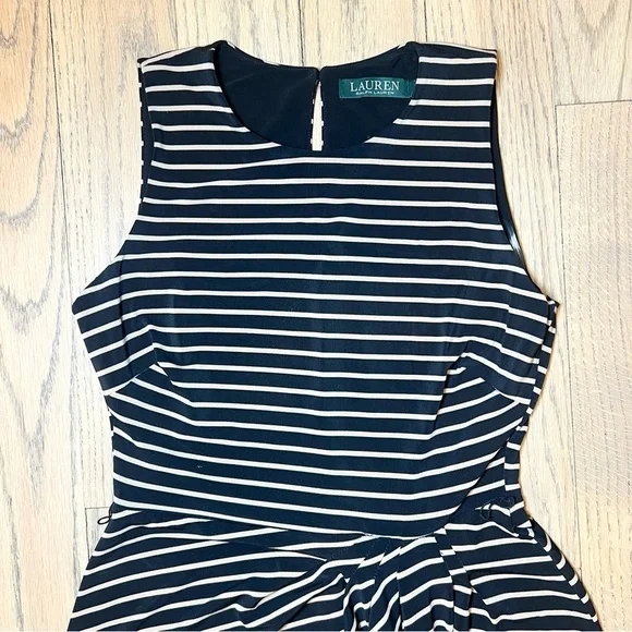Lauren Ralph Lauren Striped Sleeveless Black & Tan Maxi Dress Size 4 - Picture 2 of 13